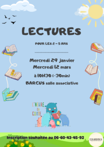 Lecture d’histoires (2-5ans) @ Salle communale de Barcus (à côté de la mairie)